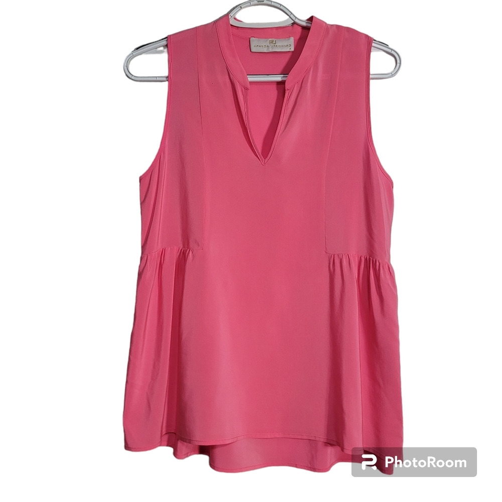 Amanda Uprichard Pink Sleeveless Silk Blouse size S